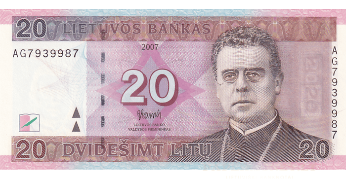 #69 2007 m. 20 litų AG serija UNC !