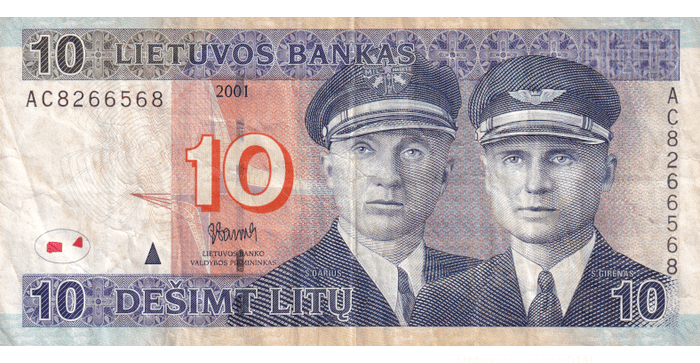 #65 2001 m. 10 litų AC serija VF !