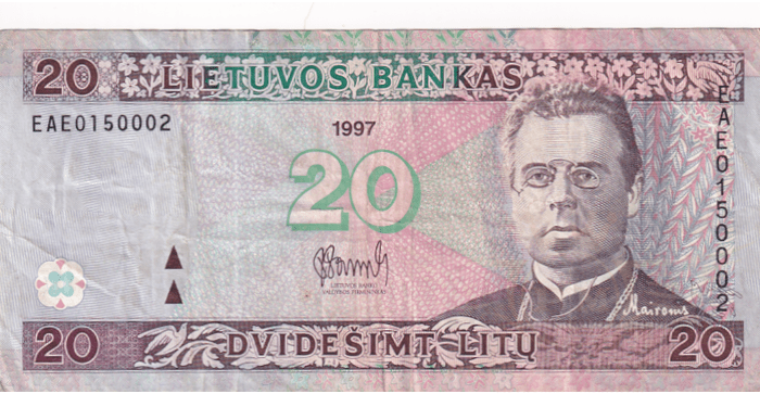 #60 1997 m. 20 litų  EAE serija VF !