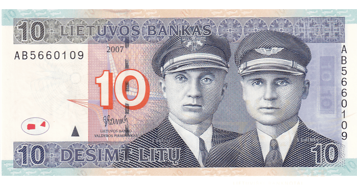 #68 2007 m. 10 litų  AB serija UNC !