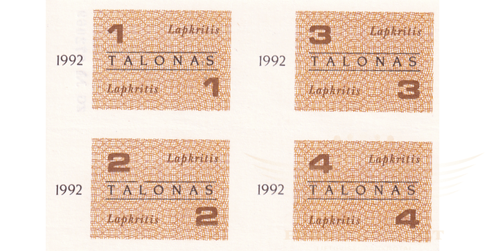 Maisto talonai 1992 lapkritis UNC