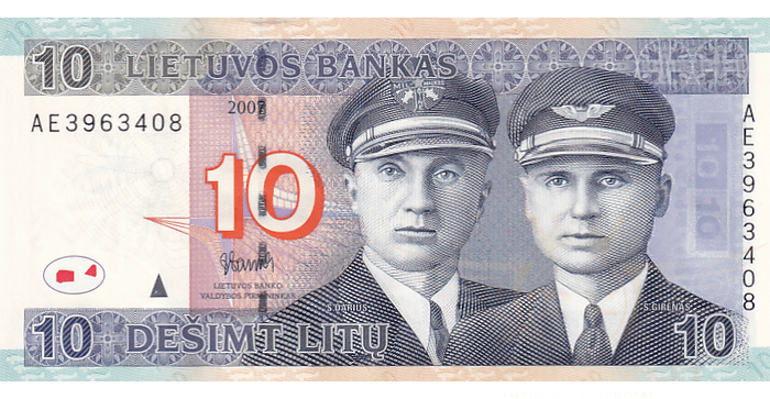 #68 2007 m. 10 litų  AE serija UNC !