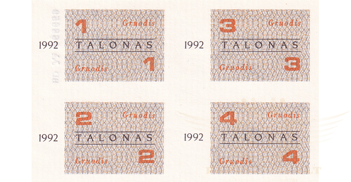 Maisto talonai 1992 gruodis UNC