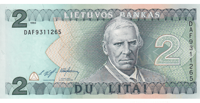 #54 1993 m. 2 litai  DAF serija UNC!