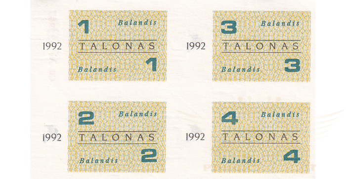 Maisto talonai 1992 balandis UNC