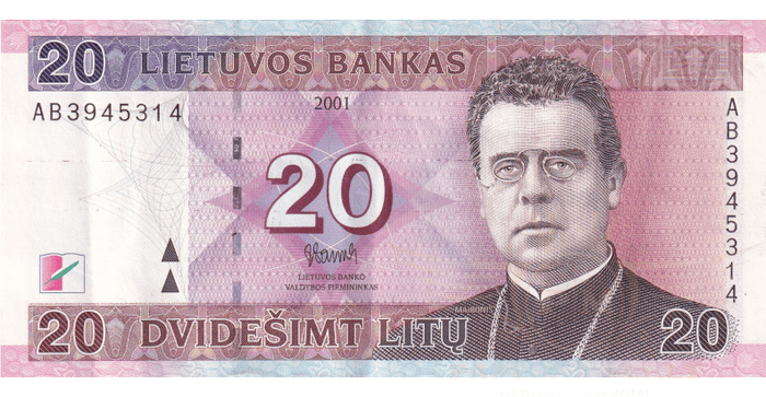 #66 2001 m. 20 litų AB serija VF !