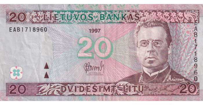 #60 1997 m. 20 litų  EAB serija VF !