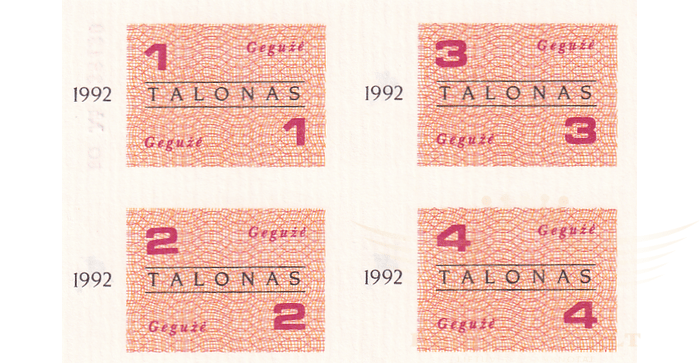 Maisto talonai 1992 gegužė UNC