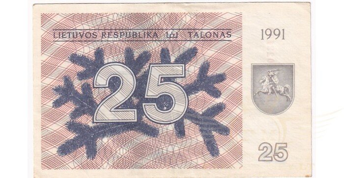 #36a 1991 m. 25 talonai be užrašo BD serija XF!